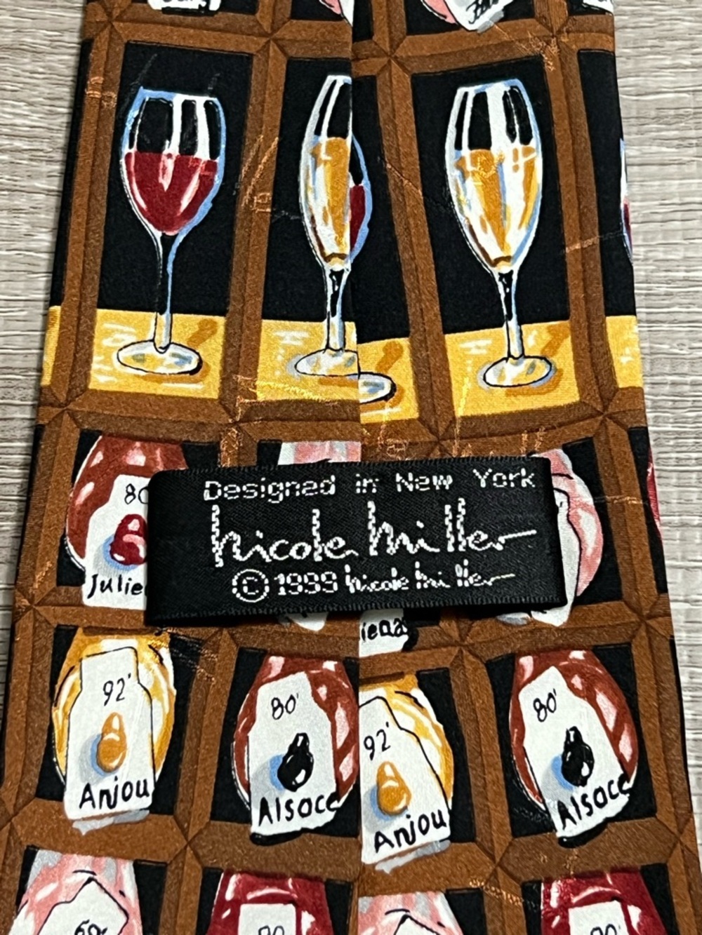 Vintage Nicole Miller Novelty Wine glass Men's silk Tie - Picture 5 of 8